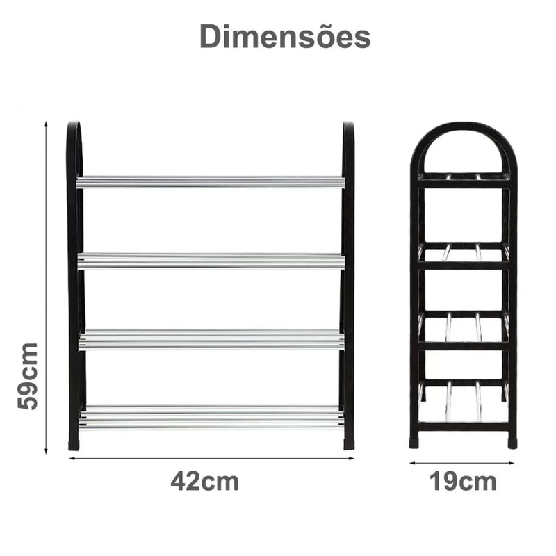 Sapateira Prateleira Sanfonada 4 Andares Organizadora Plástico Multiuso Sapatos Livros Brinquedos